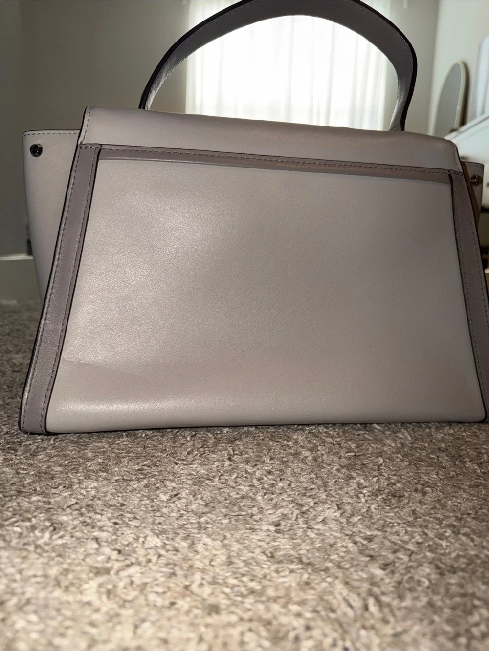Michael Kors Light Gray and Pale Gray Leather Top-Handle Satchel